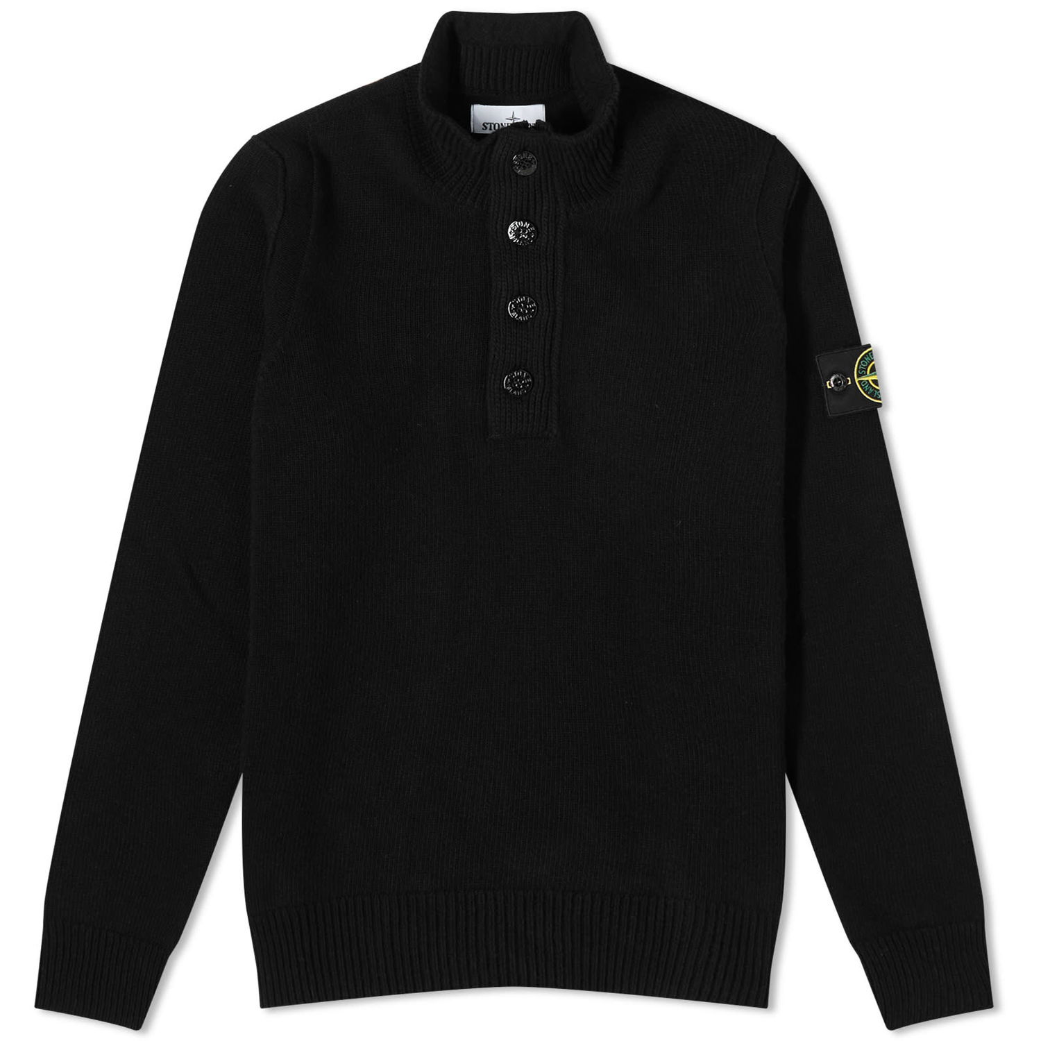 Sweater Stone Island Stand Collar Button Neck Knit Sort | 7915540-A0029, 0