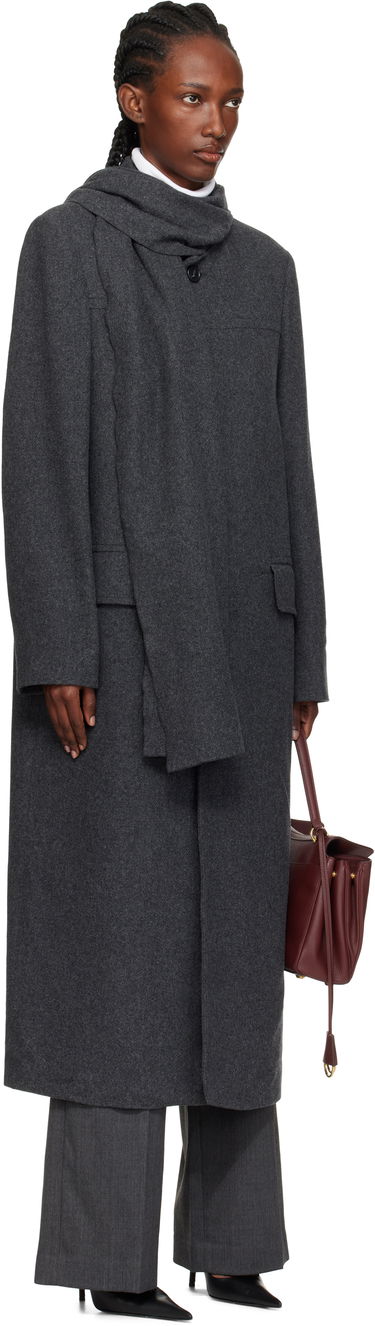 Frakker Maison Margiela Long Felted Coat with Draped Scarf Grå | SH0AA0012 M35473, 4