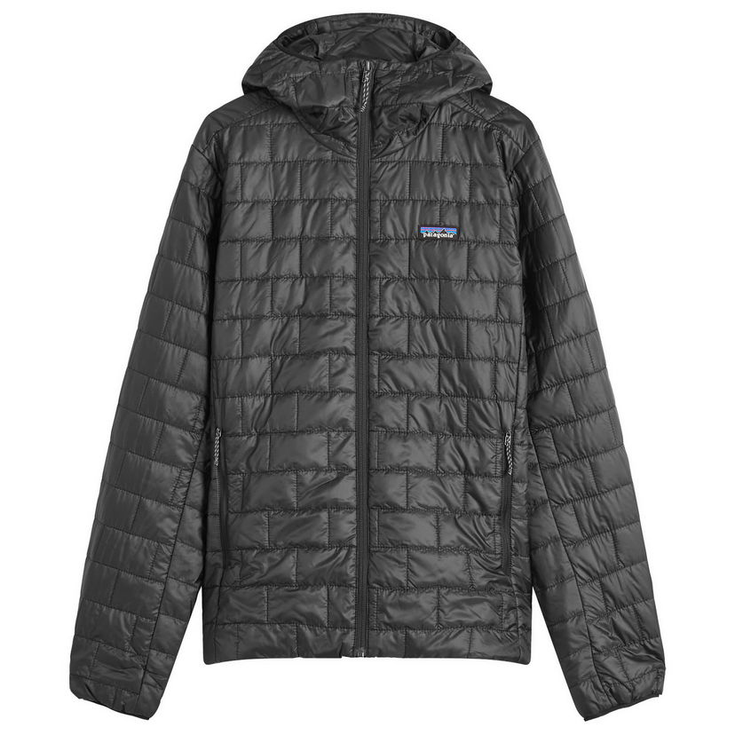 Puffer jakke Patagonia Nano Puff Hooded Jacket Size Small Sort | 84223-BLK