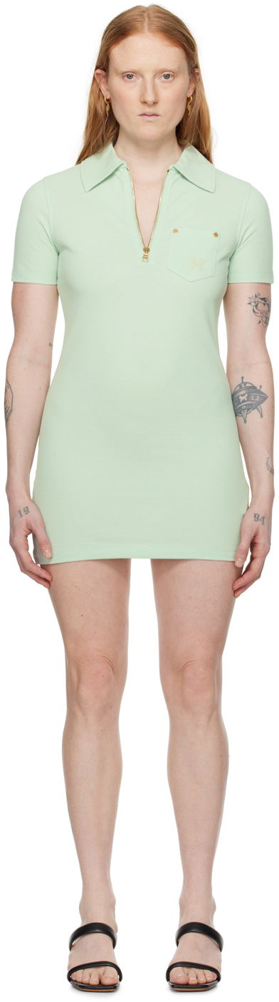 Kjole Palm Angels Half-Zip Collar Minidress Grøn | PWDB227S24FAB0015151, 0