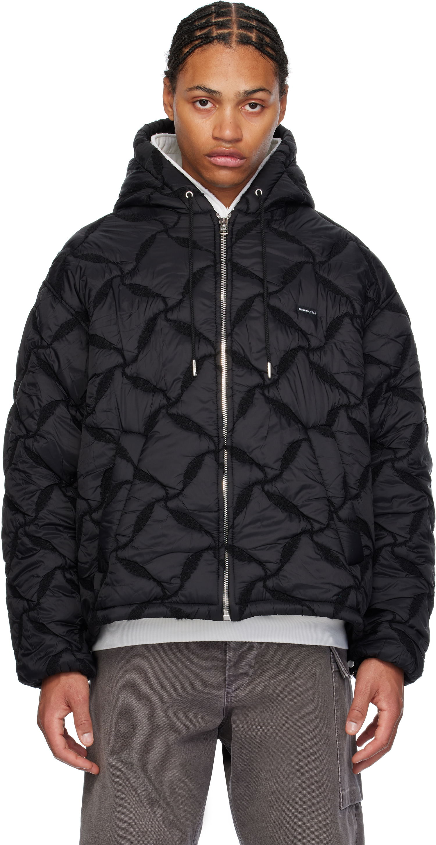 Puffer jakke Bluemarble Hooded Bomber Jacket Sort | JA68 NY10B24 BLK, 0