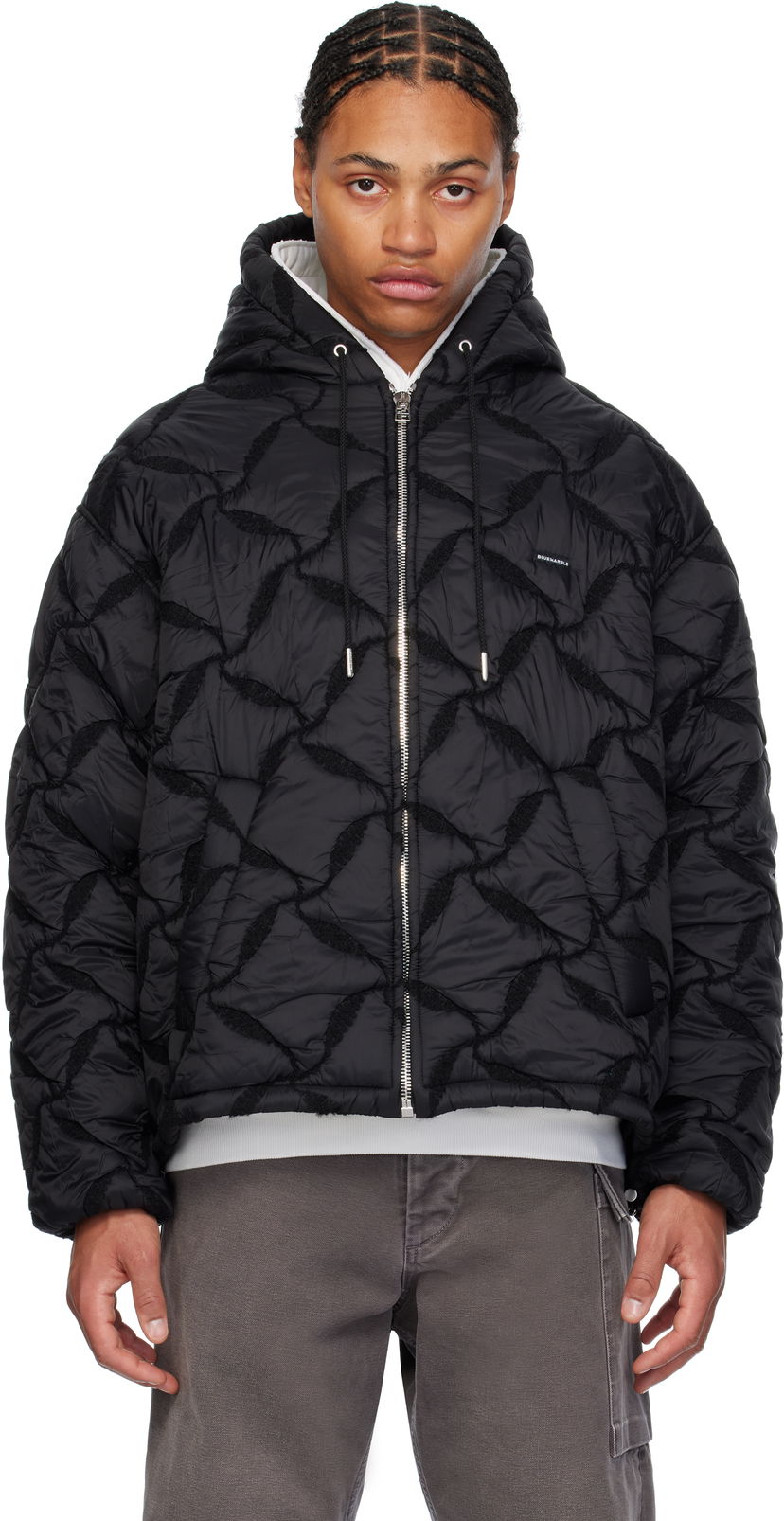 Puffer jakke Bluemarble Hooded Bomber Jacket Sort | JA68 NY10B24 BLK