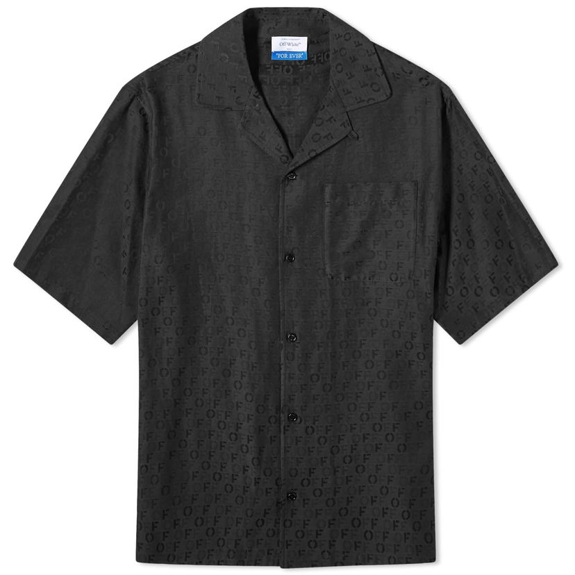 Skjorte Off-White Silk Logo Vacation Shirt Sort | OMGG004C99FAB0011000