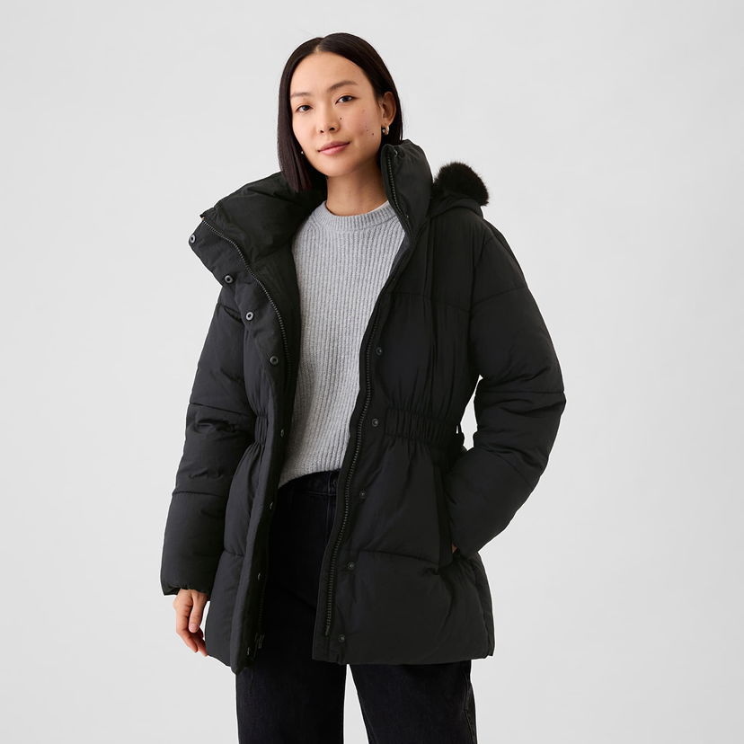 Jakke GAP Jacket Puffer Midi Coat Black XS Sort | 520185-01