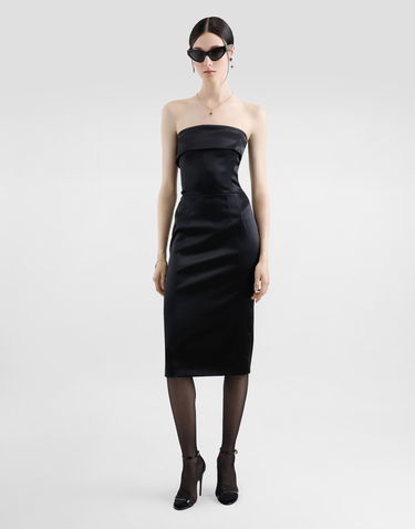 Kjole Dolce & Gabbana Dolce & Gabbana Satin Corset Sheath Calf-Length Dress Sort | F6JNYTFURADN0000, 1