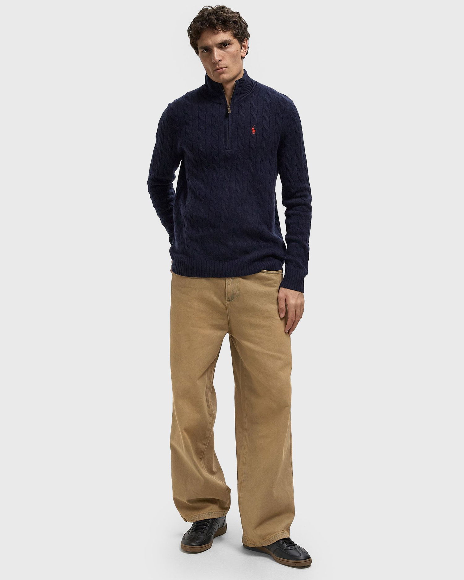 Sweater Polo by Ralph Lauren Cable-Knit Quarter-Zip Pullover Mørkeblå | 710876766002, 1
