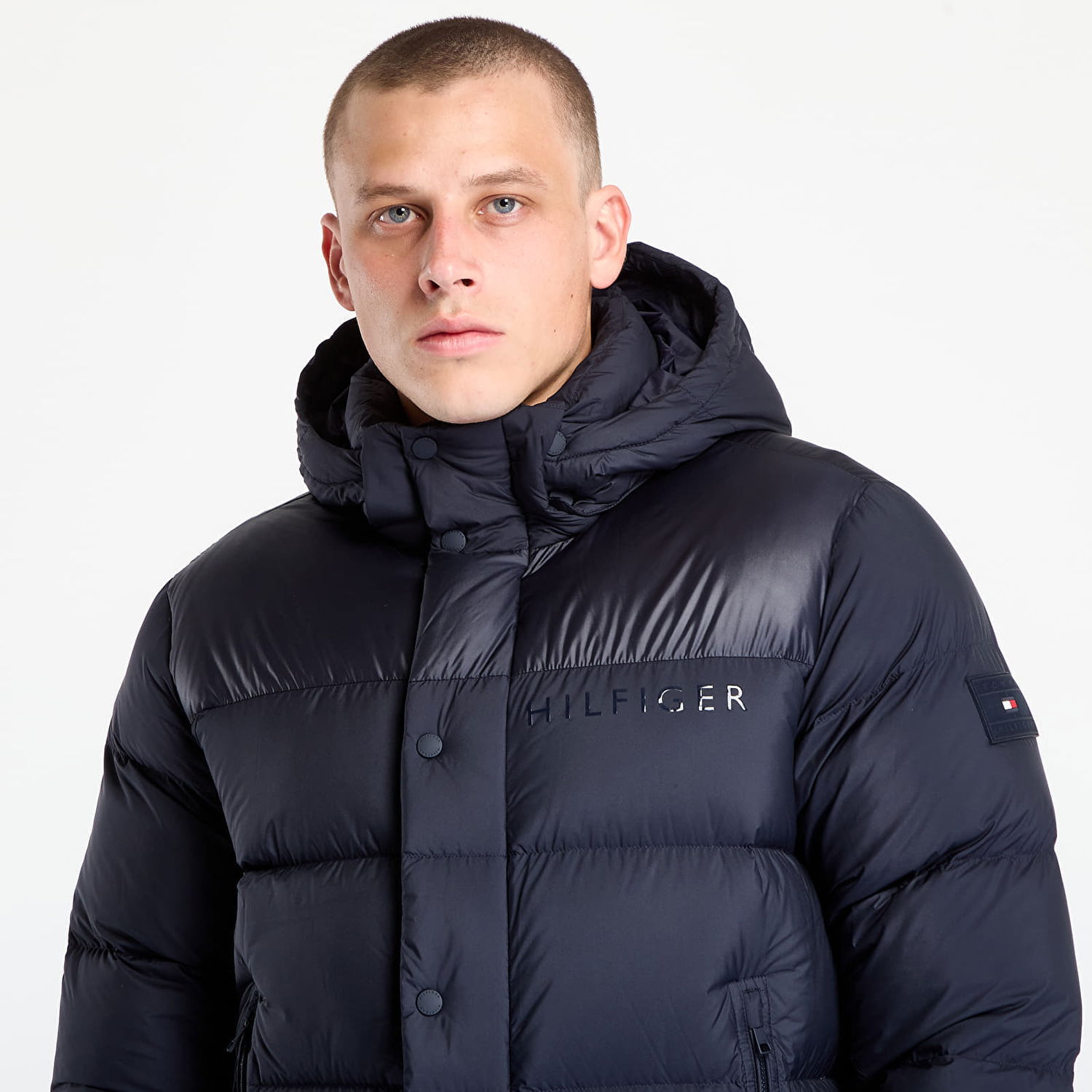 Puffer jakke Tommy Hilfiger Jacket Mix Down Hooded Puffer Desert Sky Mørkeblå | MW0MW40613-DW5, 1