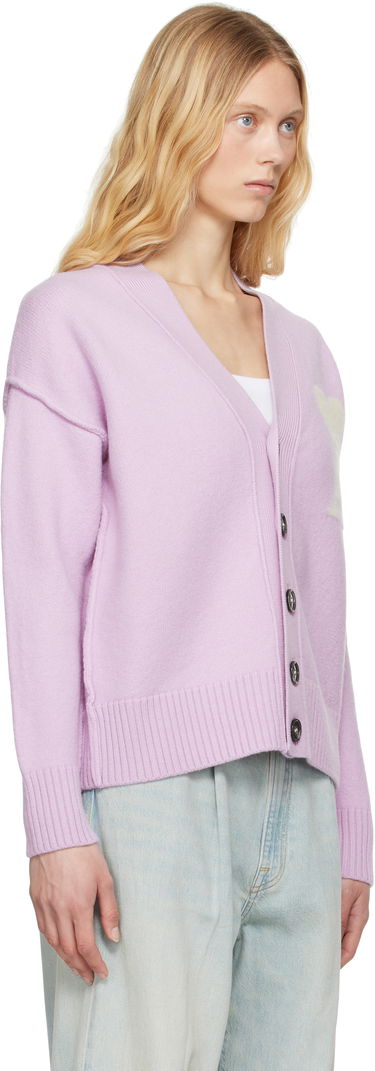 Sweater AMI AMI Paris Ami de Coeur Wool Cardigan Grå | UKC090.KN0090, 4