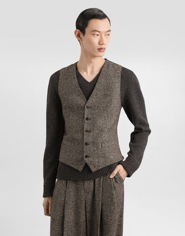 Vest Dolce & Gabbana Dolce & Gabbana Glen Plaid Alpaca Vest Brun | G702UTFQMKDS8101, 3