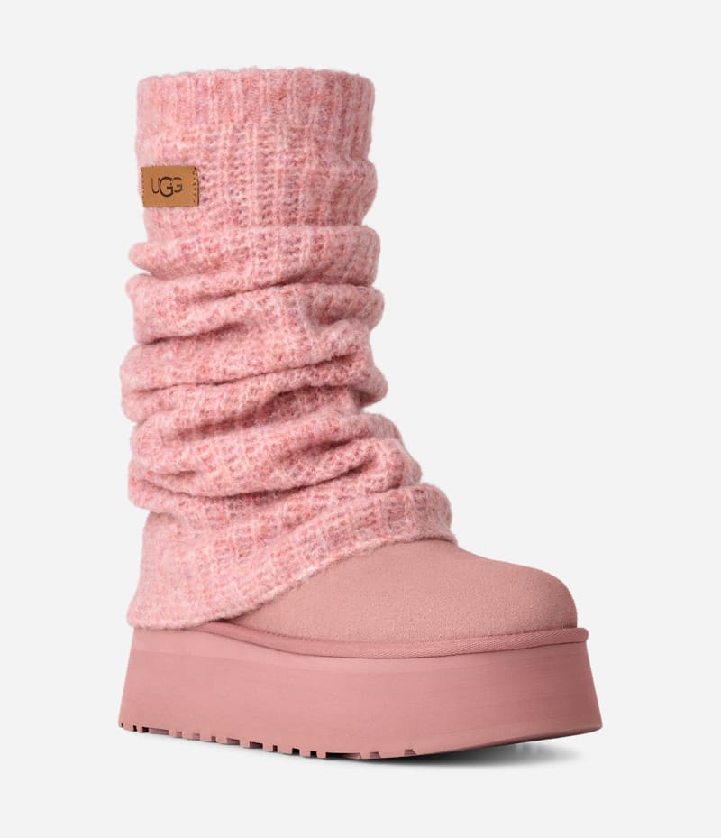 Sneakers og sko UGG Classic Mini Dipper Knitted Legwarmer Boot Lyserød | 1178990-PDW, 1