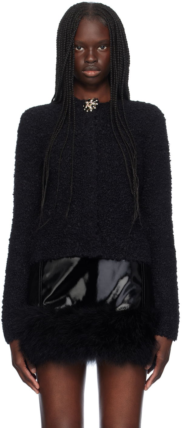 Sweater Blumarine Blumarine Alpaca Brooch Cardigan With Feather Trim Sort | A444M120A