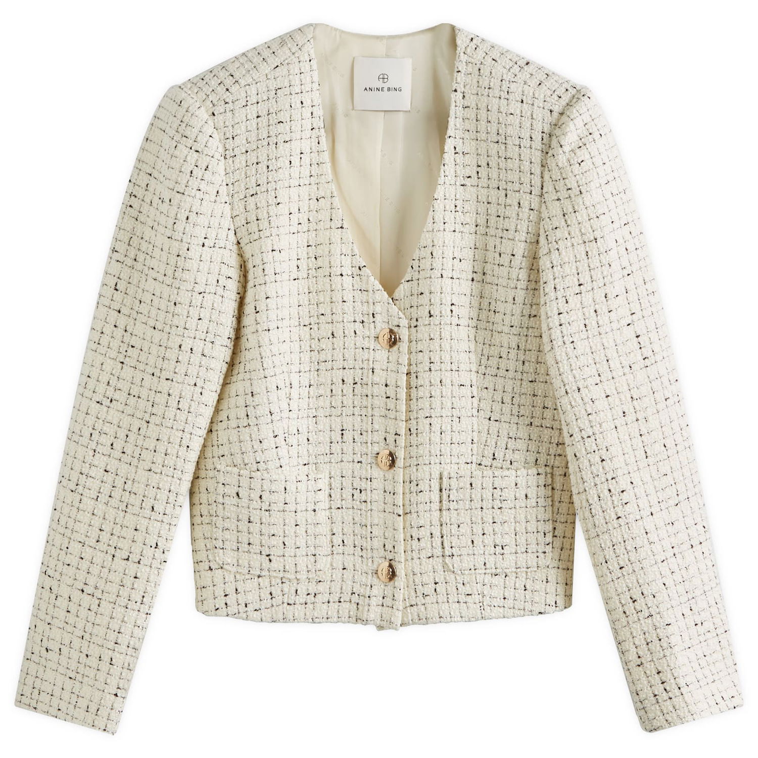 Jakke Anine Bing Anitta White/Black Tweed Jacket Hvid | A-01-7165-193, 0