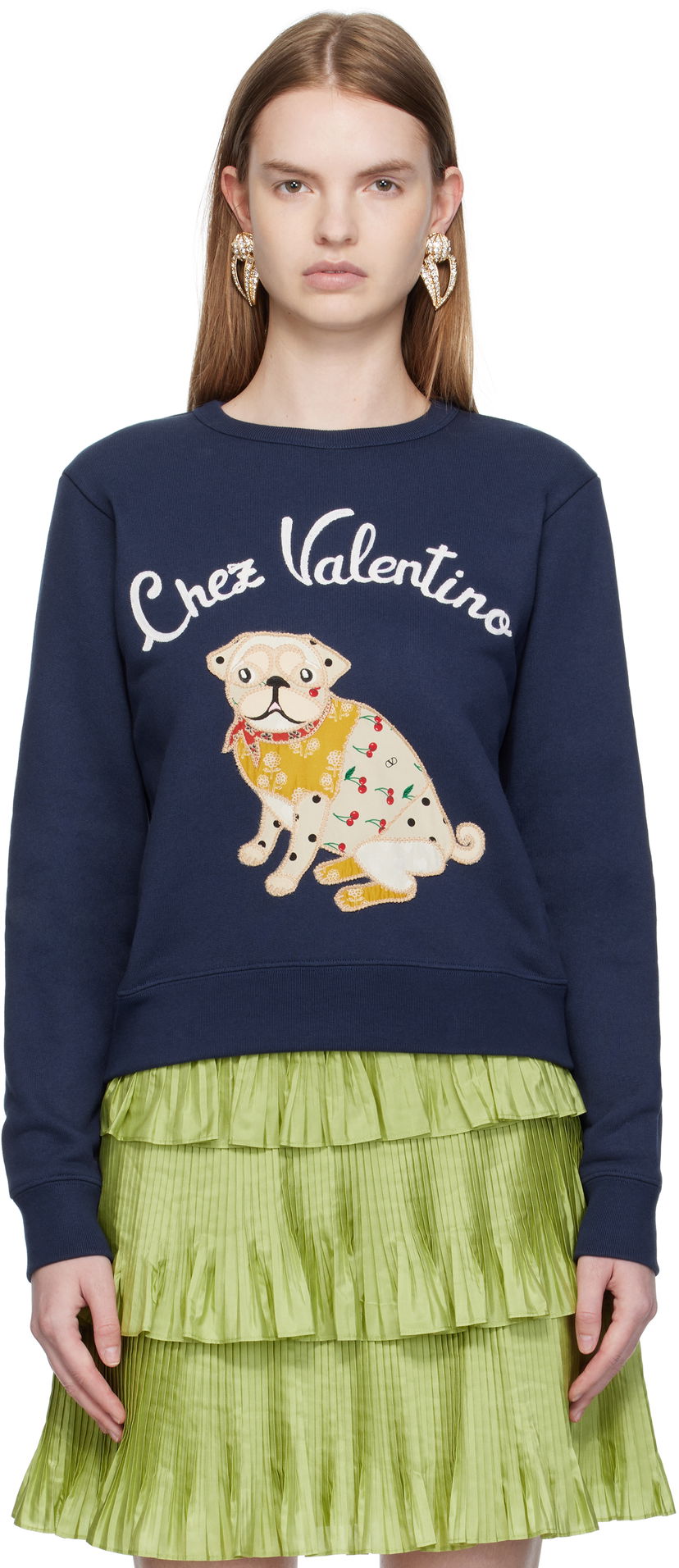 Sweatshirt Valentino Valentino 'Le Chien De La Maison' Appliqué Sweatshirt Mørkeblå | 7B3MF24Z9L8