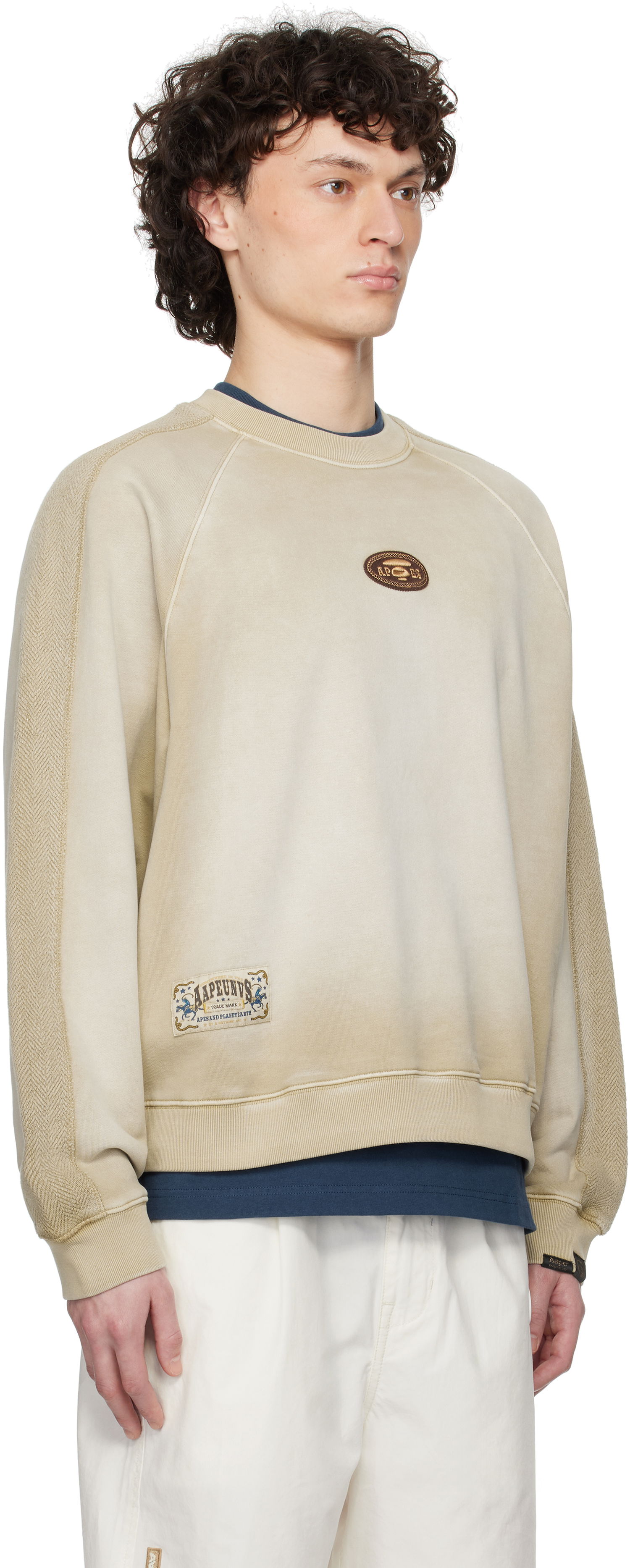 Sweater AAPE by A Bathing Ape AAPE by A Bathing Ape Main Crewneck Sweatshirt Beige | AAPSWMC320XXNBGX, 1