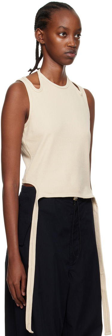 Tanktop Dion Lee Halter Neck Tie Tank Top Beige | C3029R22, 4