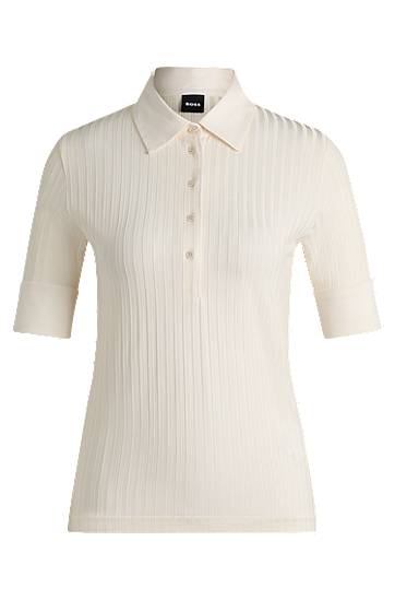 Polo skjorte BOSS Ribbed Polo T-shirt Hvid | 50532051