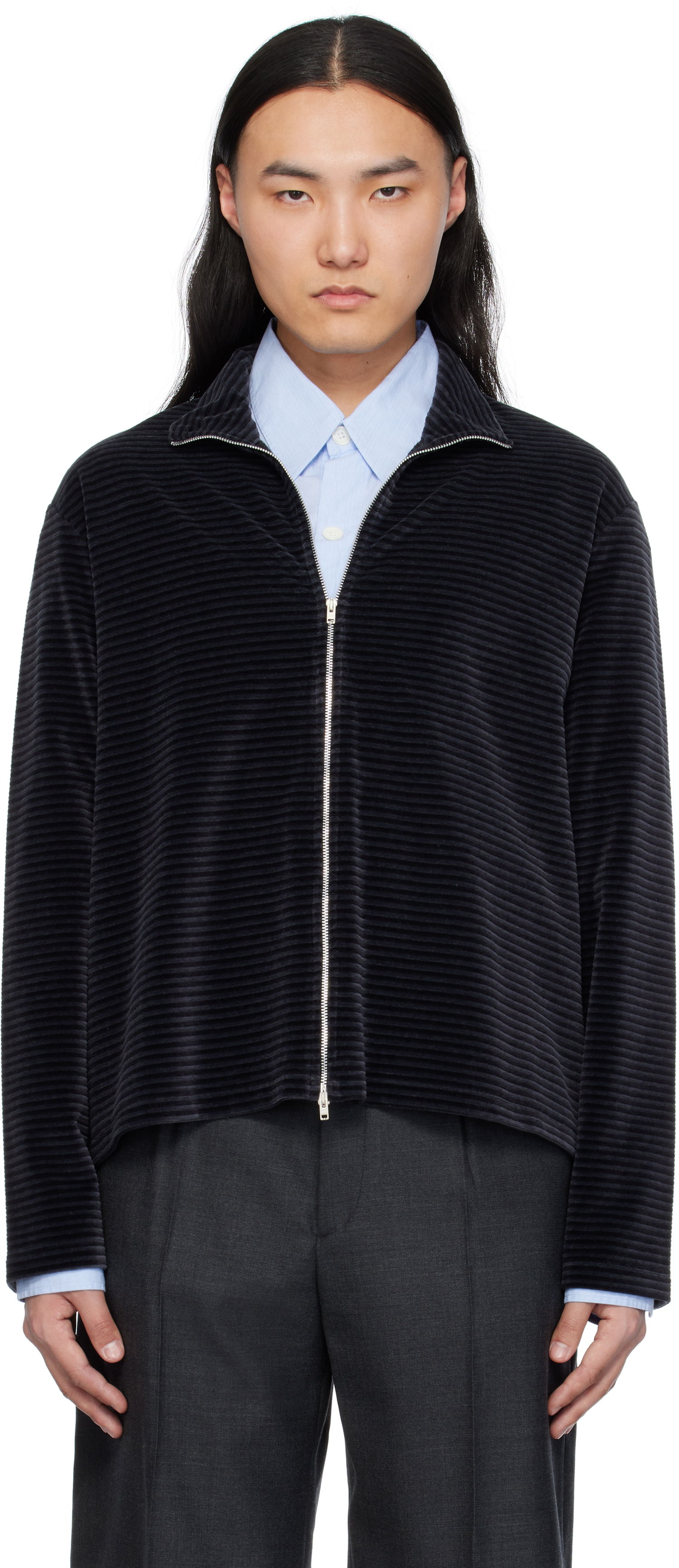 Sweater OUR LEGACY Our Legacy Shrunken Full-Zip Track Jacket Sort | M4243SPS, 0