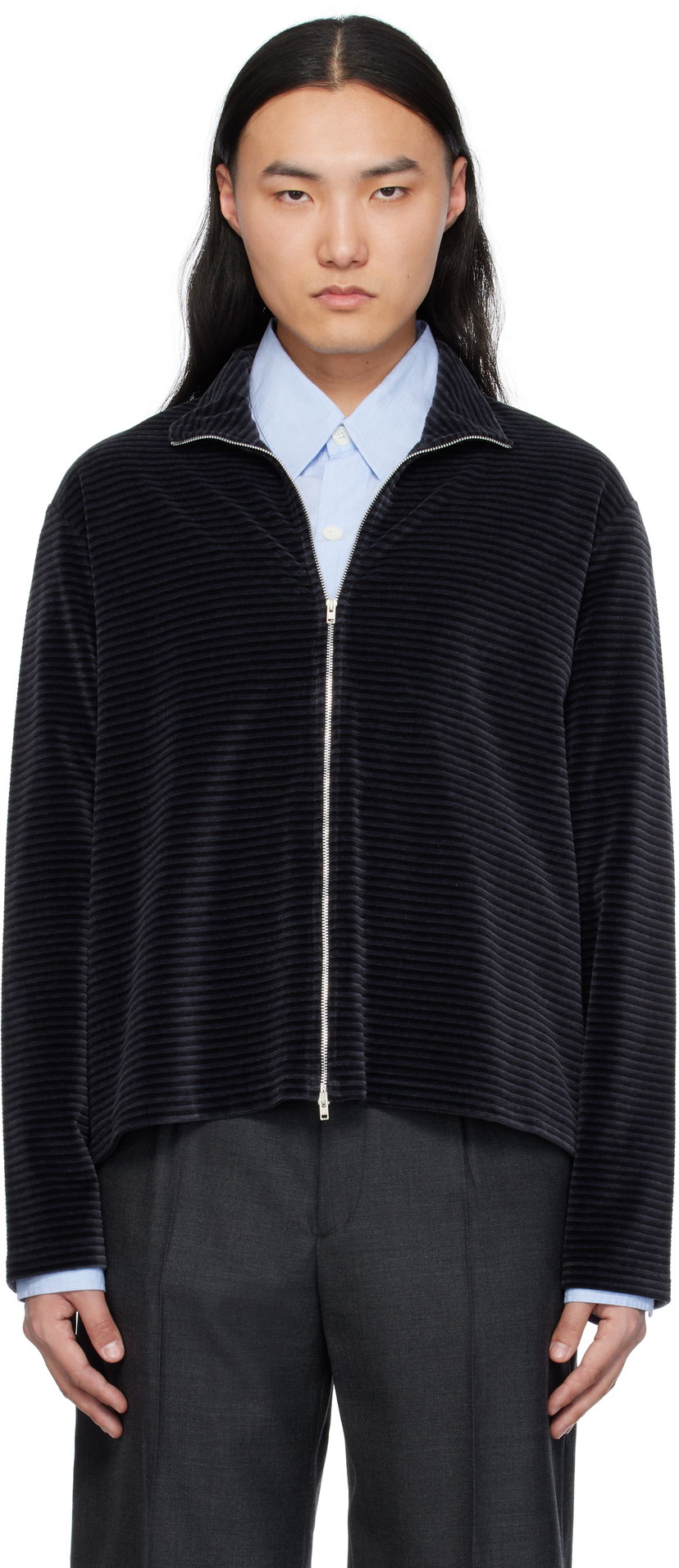Sweater OUR LEGACY Our Legacy Shrunken Full-Zip Track Jacket Sort | M4243SPS