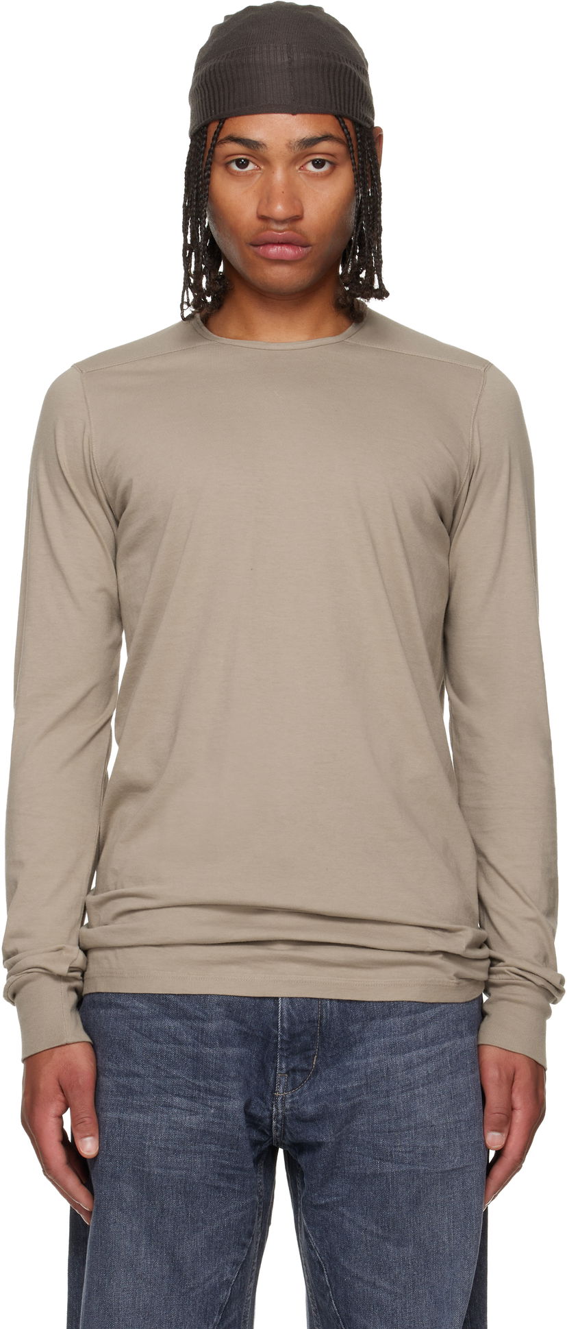 T-shirt Rick Owens DRKSHDW Concordians Level LS T-shirt Beige | DU02E7260 RN