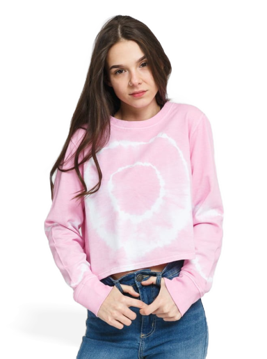 Sweatshirt Urban Classics Tie Dye Cropped Crewneck Lyserød | TB3451 pink