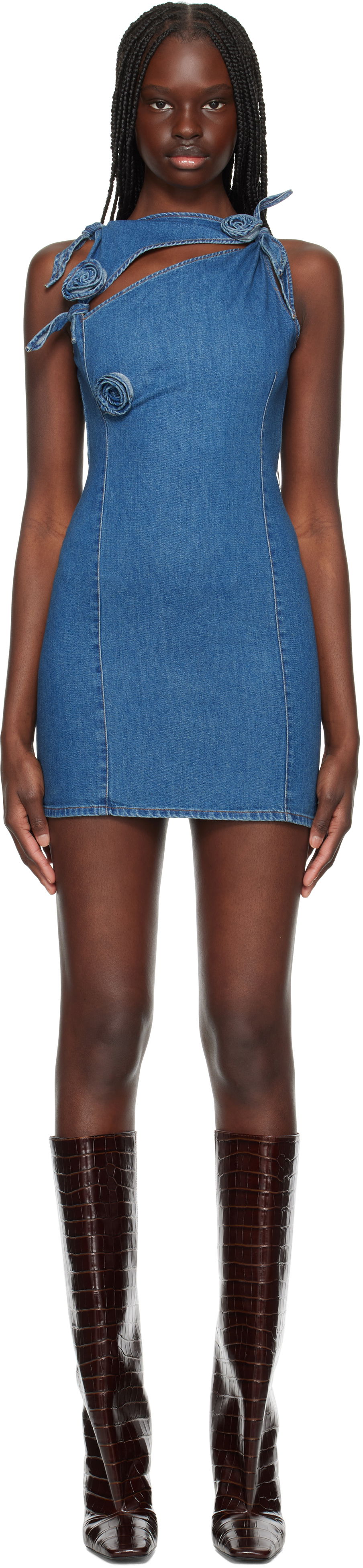 Kjole Coperni Coperni Asymmetric Flower Denim Minidress Blå | COPR158F2014, 0