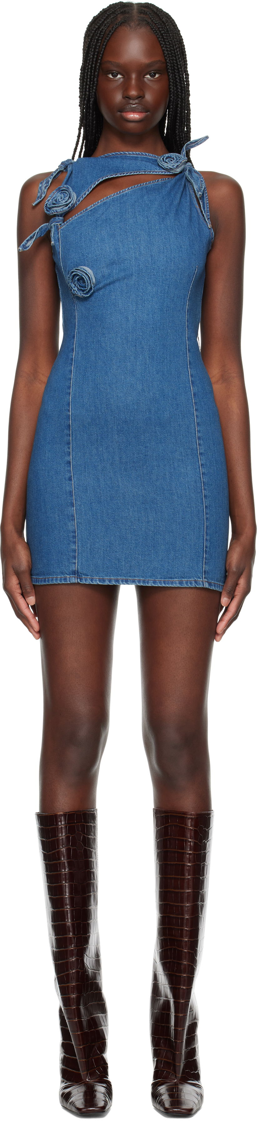 Kjole Coperni Coperni Asymmetric Flower Denim Minidress Blå | COPR158F2014