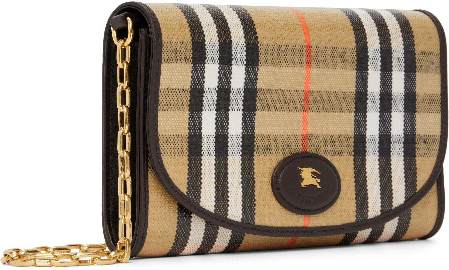 Tegnebog Burberry Burberry Highlands Check and Leather Chain Wallet Beige | 8112274, 1