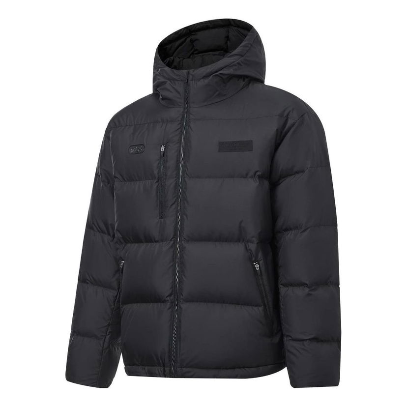 Puffer jakke Li-Ning Wade Logo Down Hooded Jacket Sort | AYMT155-1
