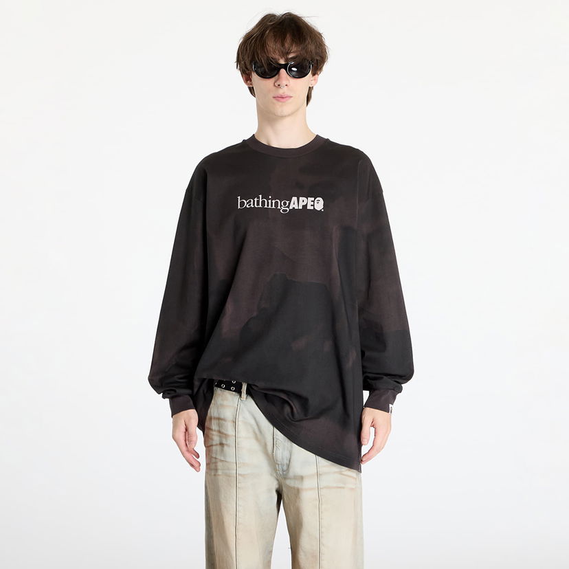 T-shirt BAPE Overprint Logo Relaxed Fit Long Sleeve Tee Black Sort | 001LTK801301M BLK