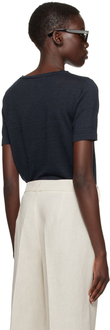 T-shirt Max Mara Pocket Linen T-Shirt Mørkeblå | 2419361013600, 2