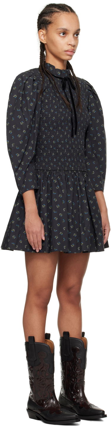 Kjole GANNI Ganni Printed Smock Mini Dress Sort | W0074, 1