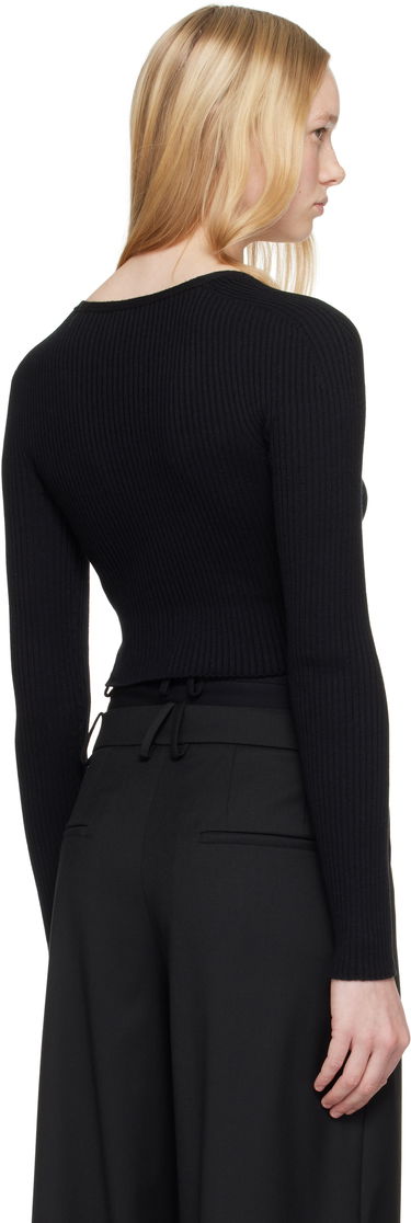 Sweater Courrèges Courrèges Rib Knit Cropped Cardigan Sort | 225MGI034FI0049, 2