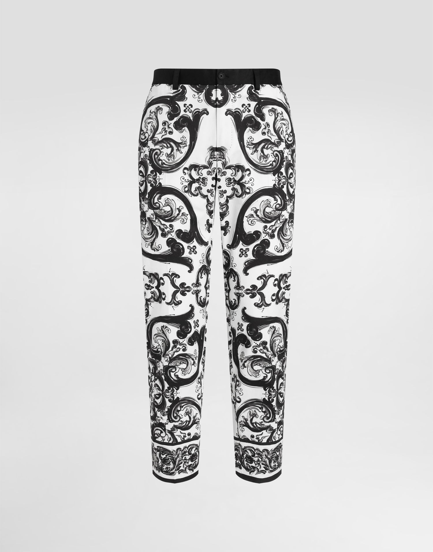 Bukser Dolce & Gabbana Dolce & Gabbana Majolica-Print Trousers Hvid | GYK9ETFPFSNHX5DQ, 0