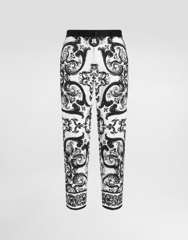 Bukser Dolce & Gabbana Dolce & Gabbana Majolica-Print Trousers Hvid | GYK9ETFPFSNHX5DQ, 0