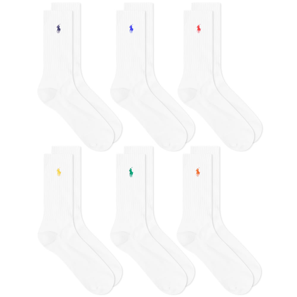Sokker Polo by Ralph Lauren Multicoloured PP Sports Sock - 6 Pack Hvid | 449799740002, 0