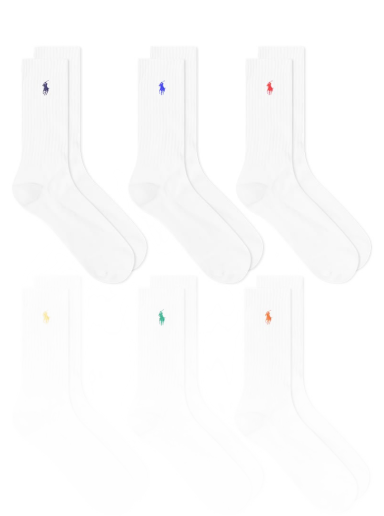 Sokker Polo by Ralph Lauren Multicoloured PP Sports Sock - 6 Pack Hvid | 449799740002