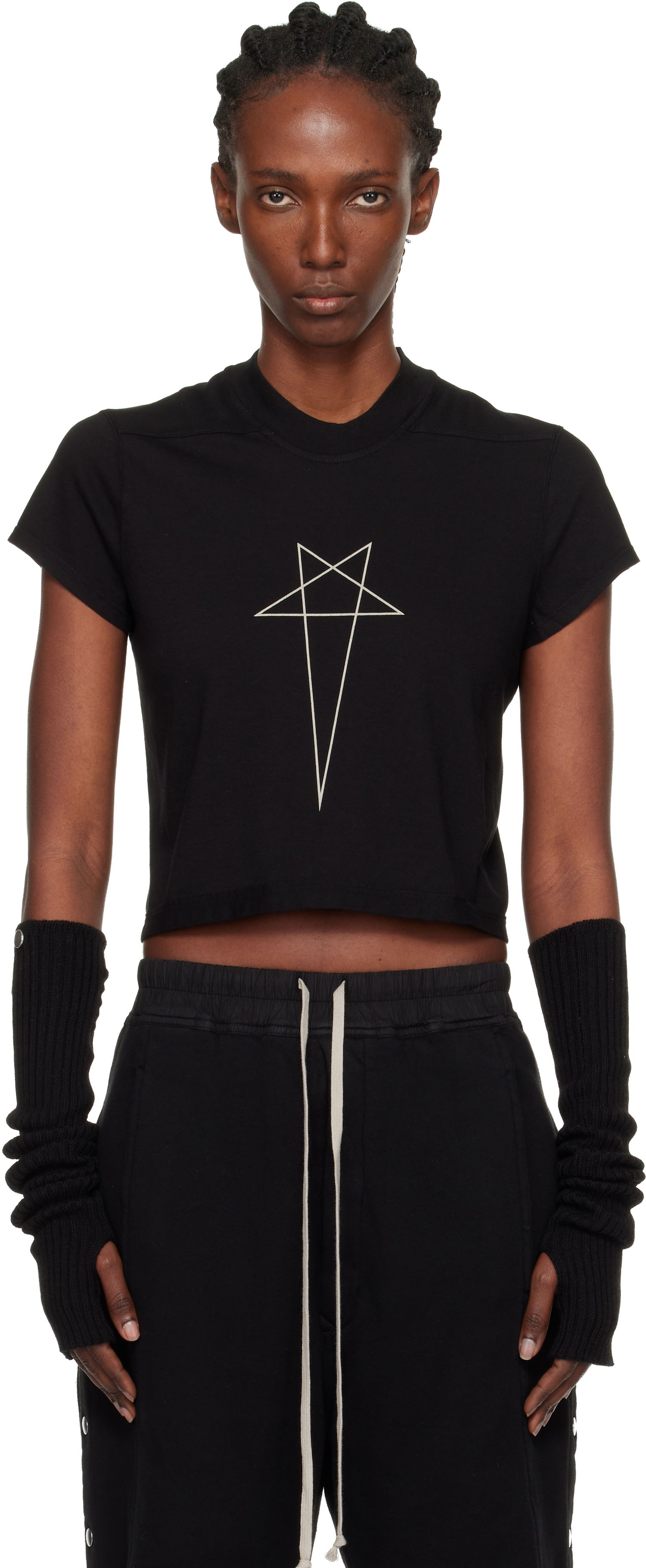 Crop top Rick Owens DRKSHDW Concordians Cropped Small Level T-shirt Sort | DS02E7207 RNEP3, 0