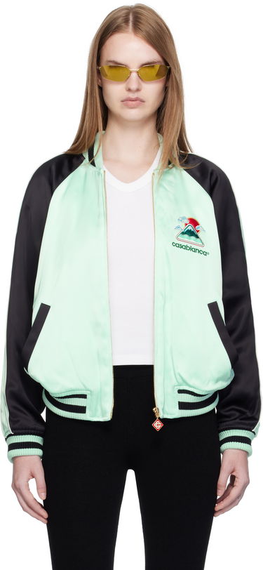 Bomberjakke Casablanca Casablanca Embroidered Satin Bomber Jacket Grøn | WPF25-JK-373-01, 0