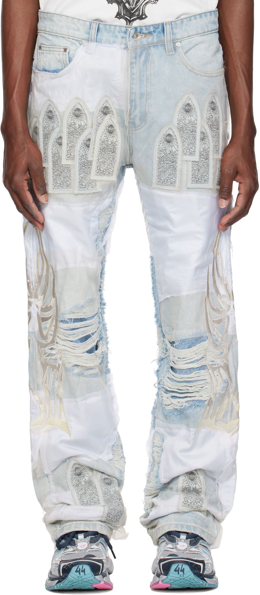 Jeans Who Decides War Who Decides War 'WDW' Winged Organza Denim Jeans Blå | 1121180008SS25