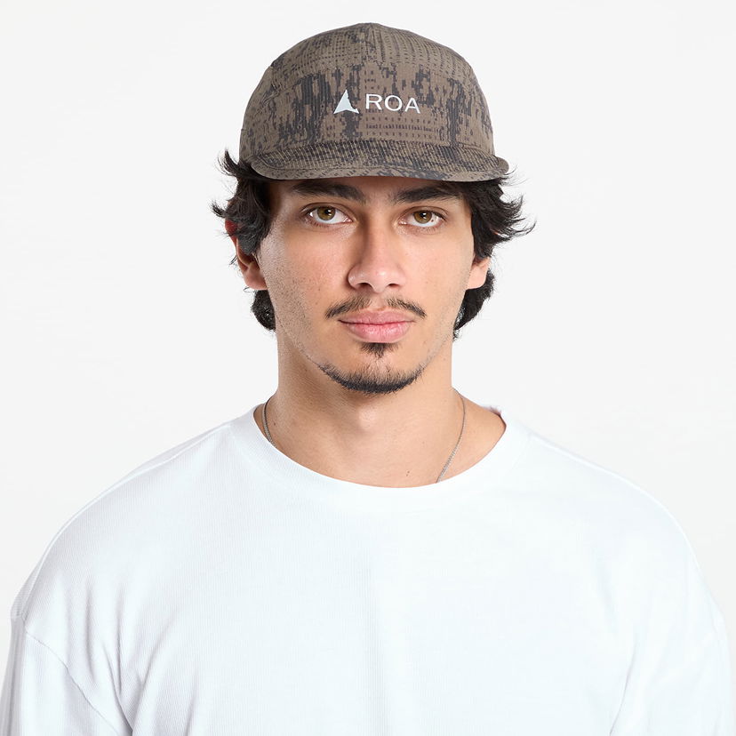 Kasket ROA ROA Bri Melted Print Open Weave Cap Brun | RBMW299FA54 GRN0010