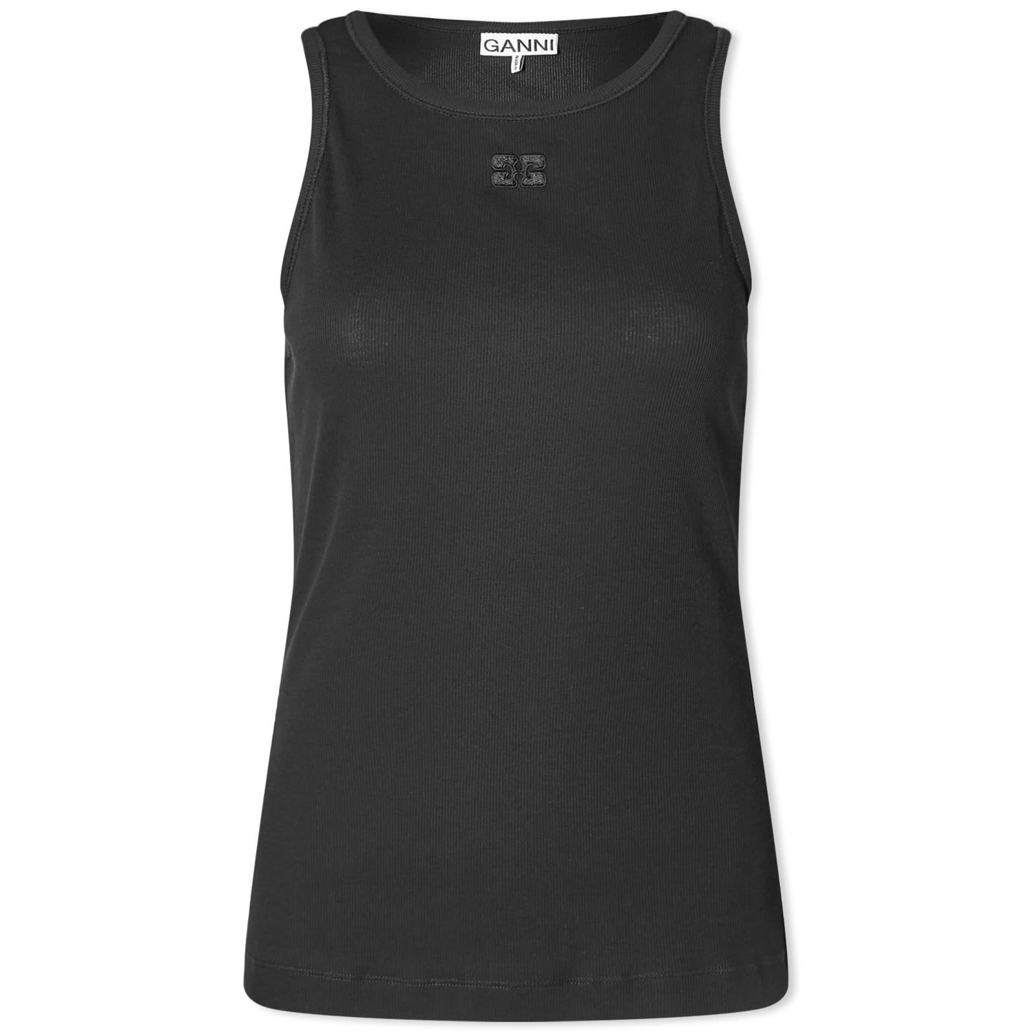 Tanktop GANNI Soft Cotton Rib Tank Top Sort | T3898-099, 0