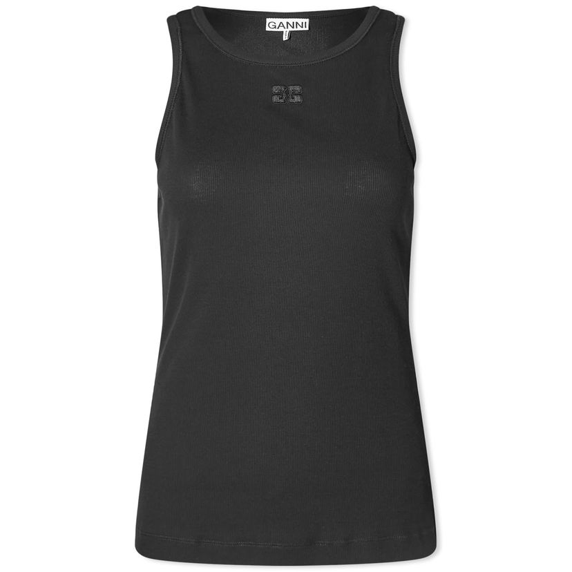 Tanktop GANNI Soft Cotton Rib Tank Top Sort | T3898-099
