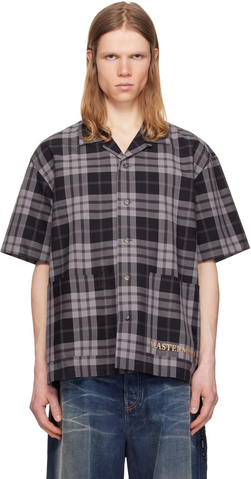 Skjorte Mastermind WORLD Mastermind World Plaid Short Sleeve Shirt Grå | MW25S14-SH007-007