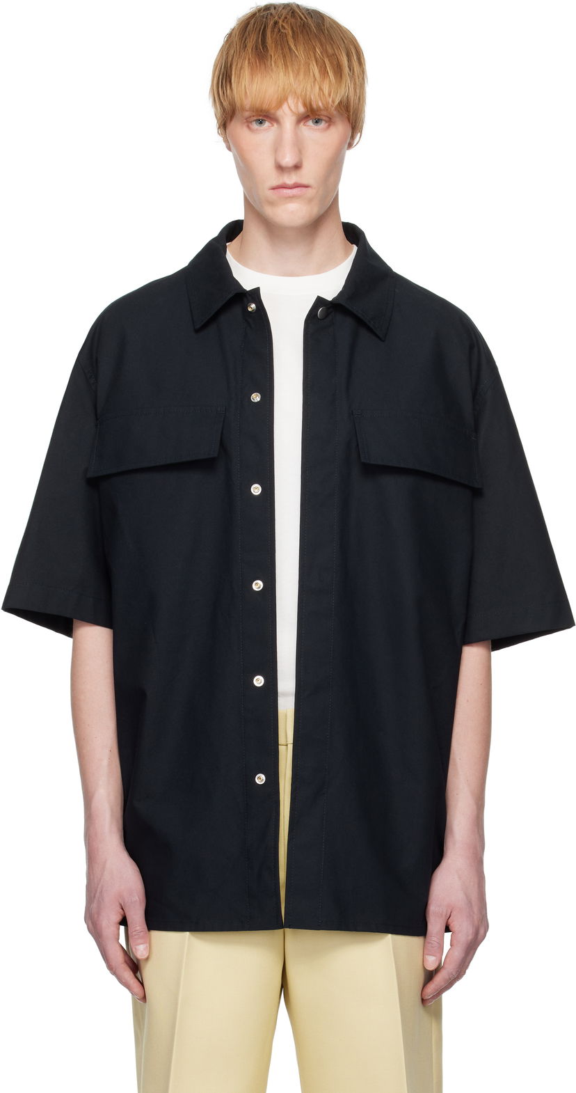 Skjorte Jil Sander Jil Sander Cotton Short Sleeve Shirt Sort | J47DL0163_J45296