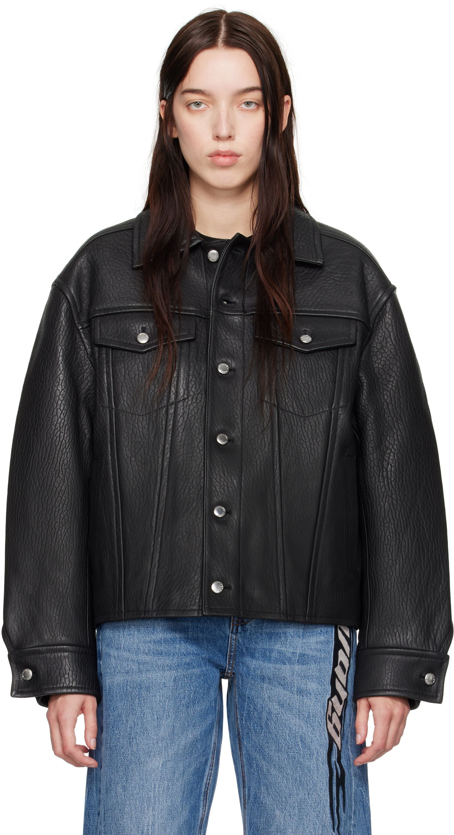 Jakke Alexander Wang Leather Jacket Sort | 1WC4242582, 0