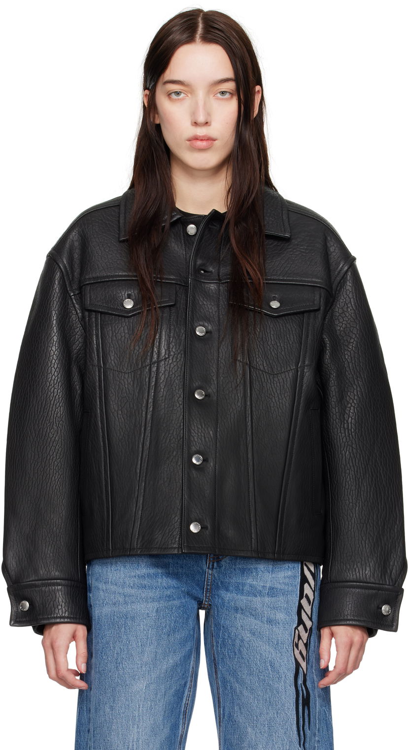 Jakke Alexander Wang Leather Jacket Sort | 1WC4242582