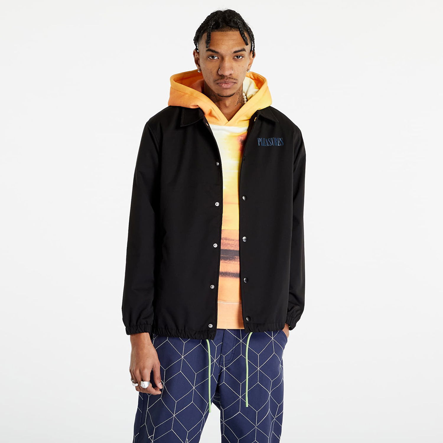 Jakke Pleasures Bended Coach Jacket Sort | P23SP005 BLACK, 0