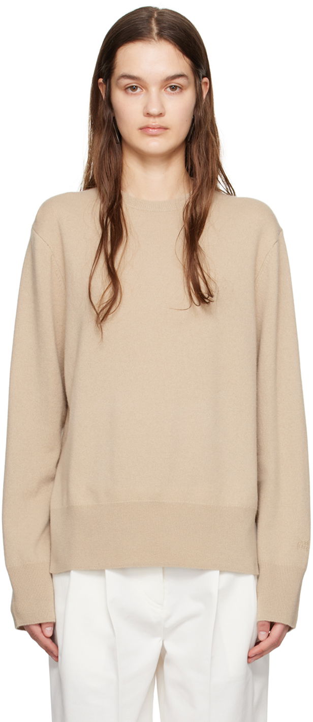 Sweater TOTEME Crewneck Relaxed-Fit Sweater Beige | 242-WRT1734-YA0016