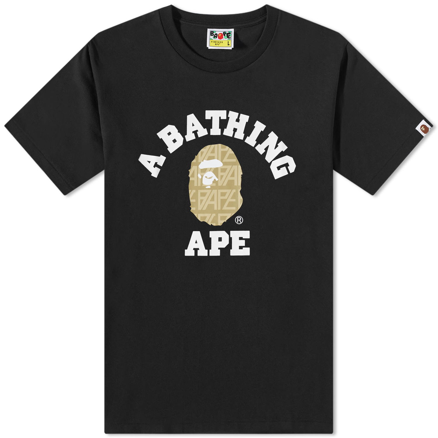 T-shirt BAPE Logo Monogram College T-Shirt Black/Beige Sort | 001TEJ301024M-BLKBGE, 0