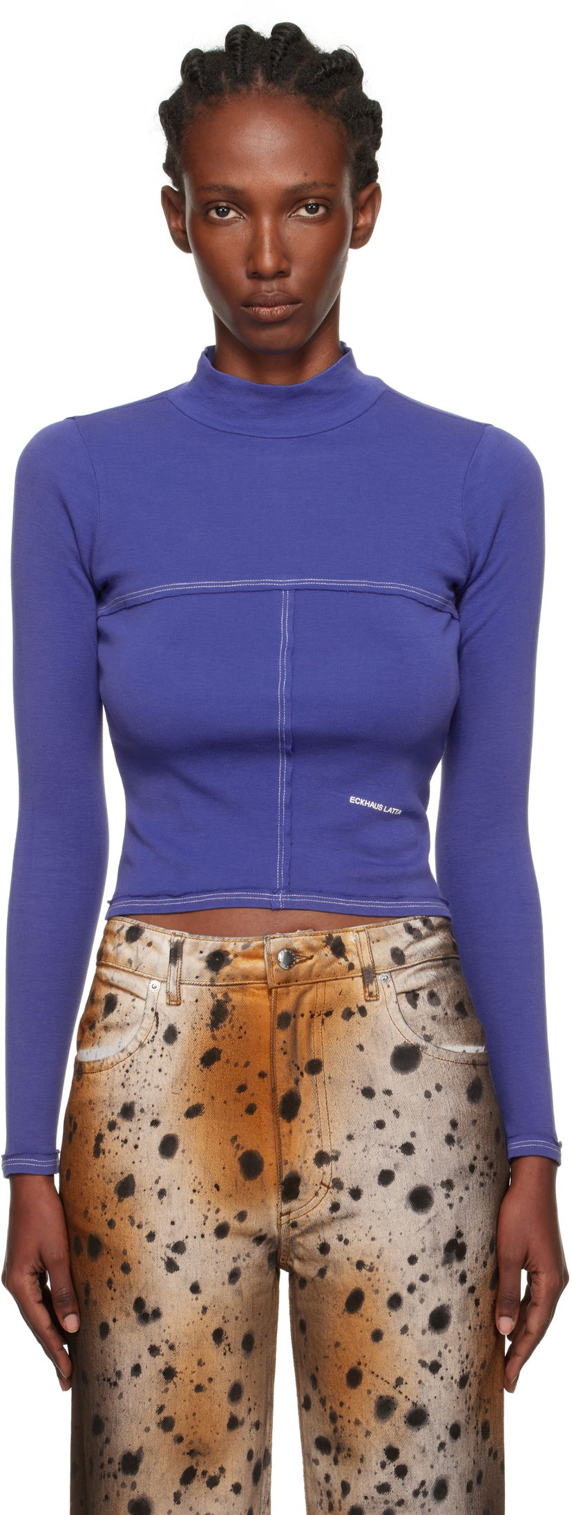 Sweater Eckhaus Latta Eckhaus Latta Lapped Baby Turtleneck Top Lilla | 305-EL-PF25-U -